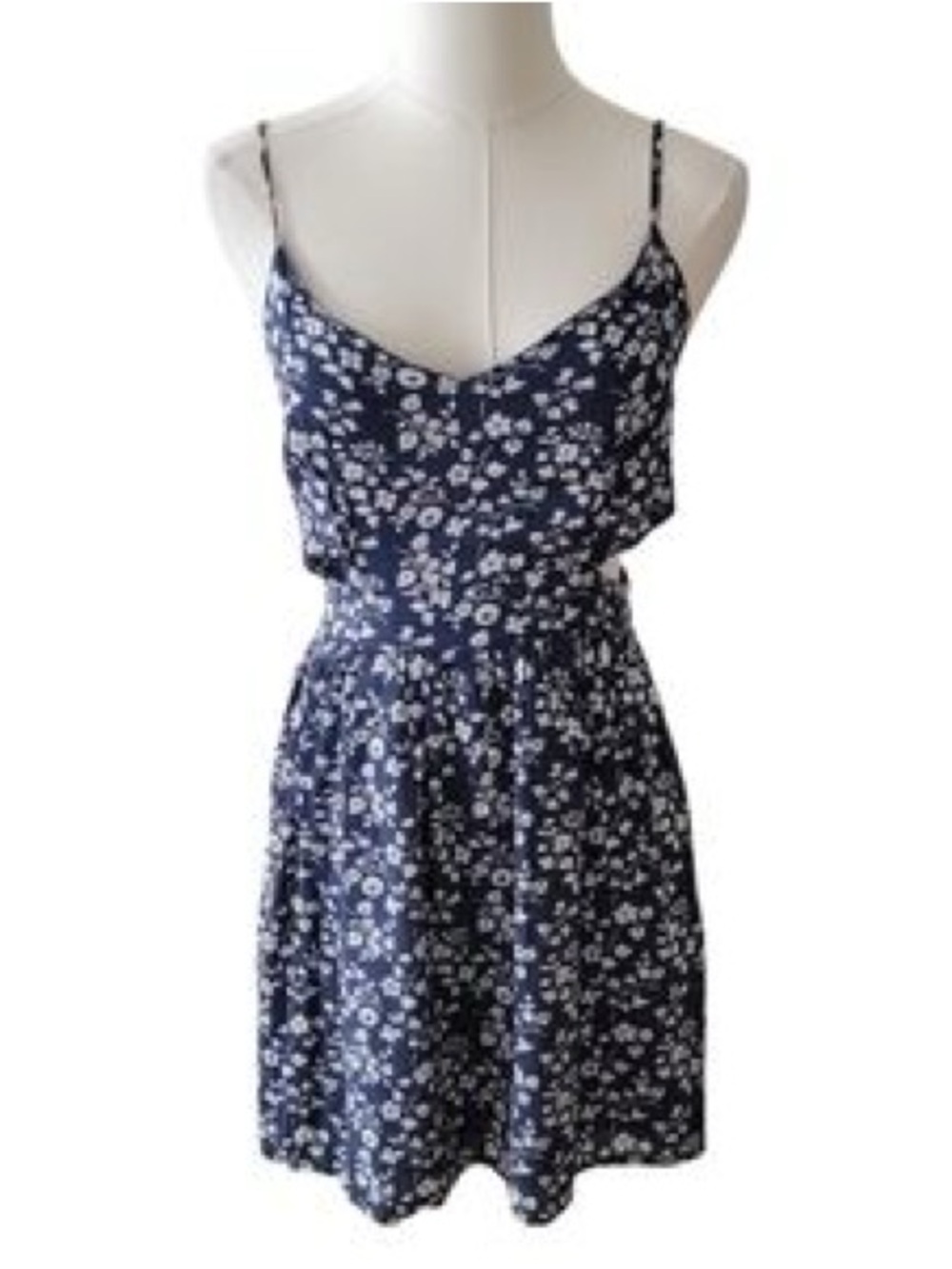 Abercrombie & Fitch Navy Cut Out Floral Spaghetti-Strap Sundress